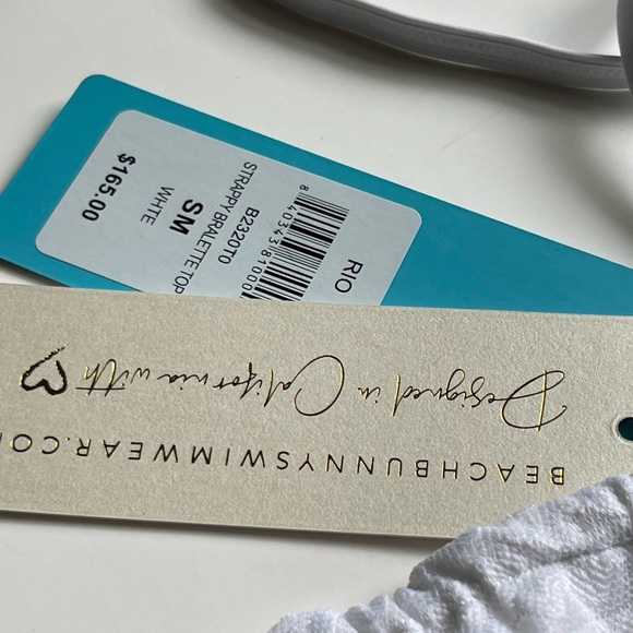 NWT BEACH BUNNY
White RIO STRAPPY BRALETTE-Bikini Top with Gold Heart Detail - Picture 5 of 10